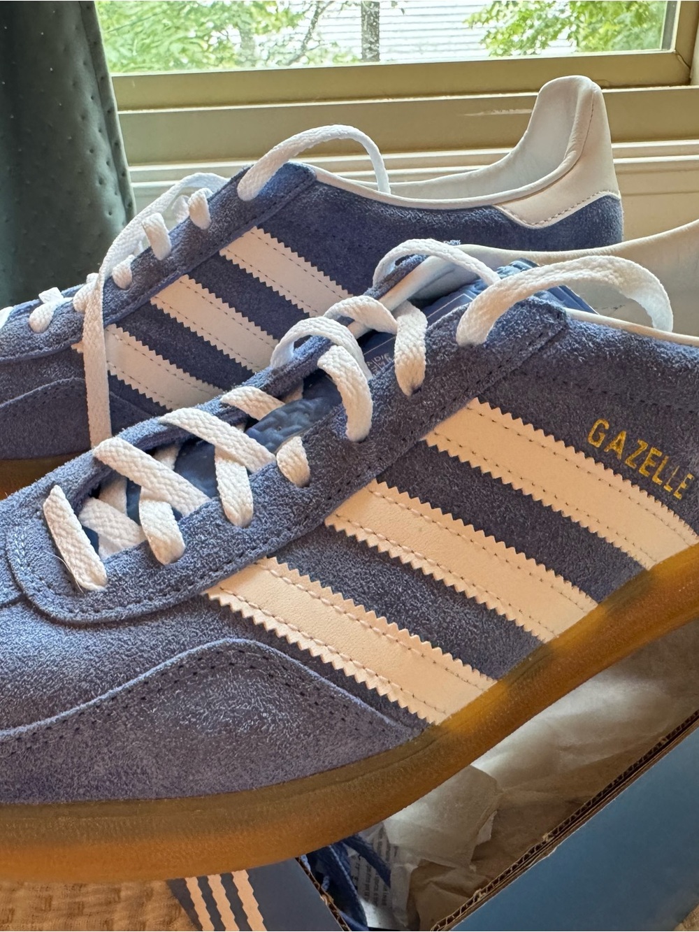 adidas Gazelle Women’s Suede Sneakers - Light Blue & White